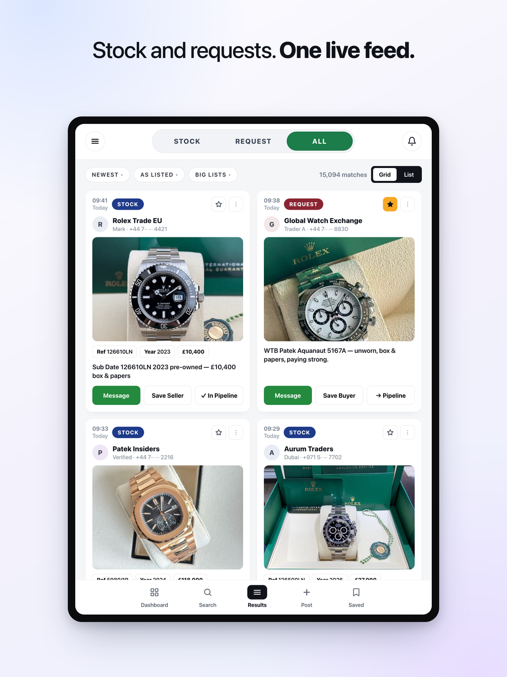 Live Watch Stock on an iPad