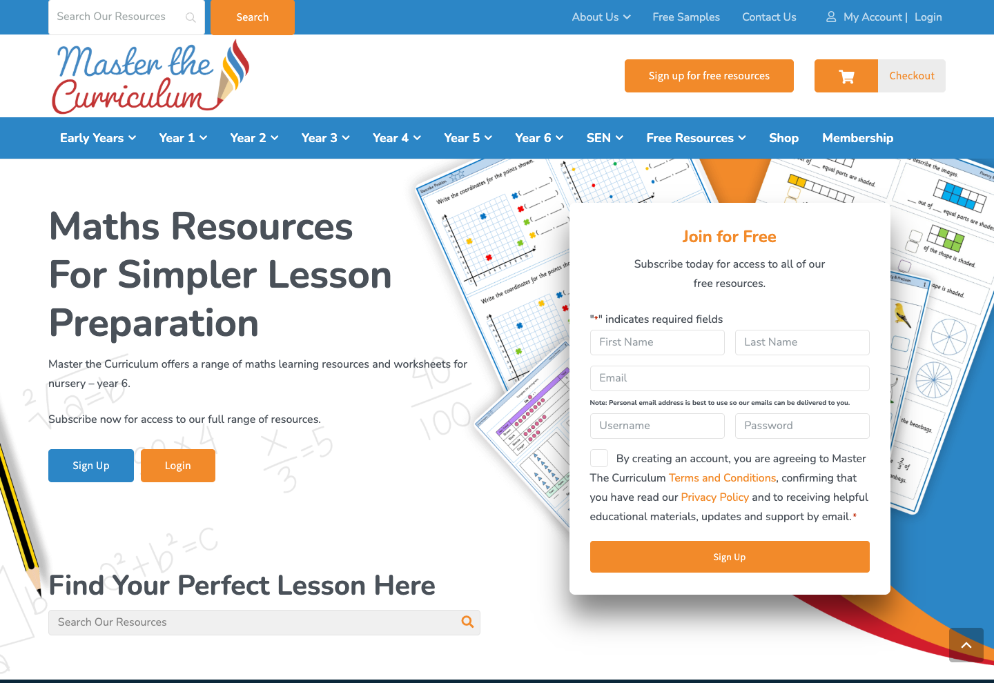 The old Master the Curriculum home page on WordPress and WooCommerce