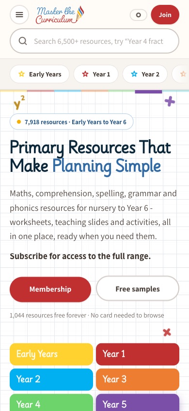 The site on an iPhone
